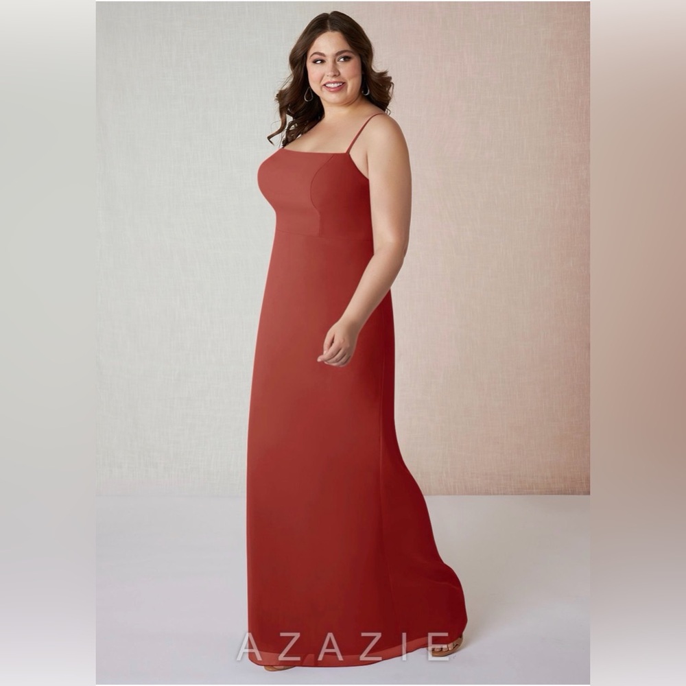 BNWT Azazie Terracotta Size 18 Chiffon Sheath Bridesmaid Dress
